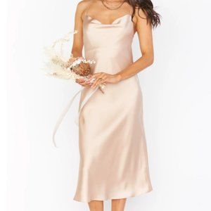 NWT Show Me Your Mumu Verona Cowl Midi Dress in Champagne Satin